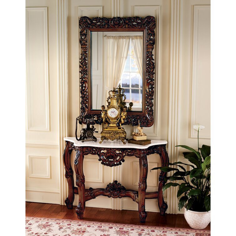 Foyer console table store and mirror set